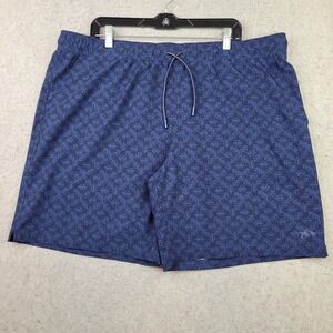 Fish Hippie Volley Shorts Mens 2XL Blue Geometric‎ Compression Lined Drawstring